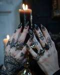 Crow & Co. — Black Dahlia: Vintage Gothic Lace & 3D Tulle Butterfly Handcrafted Press-On Nails